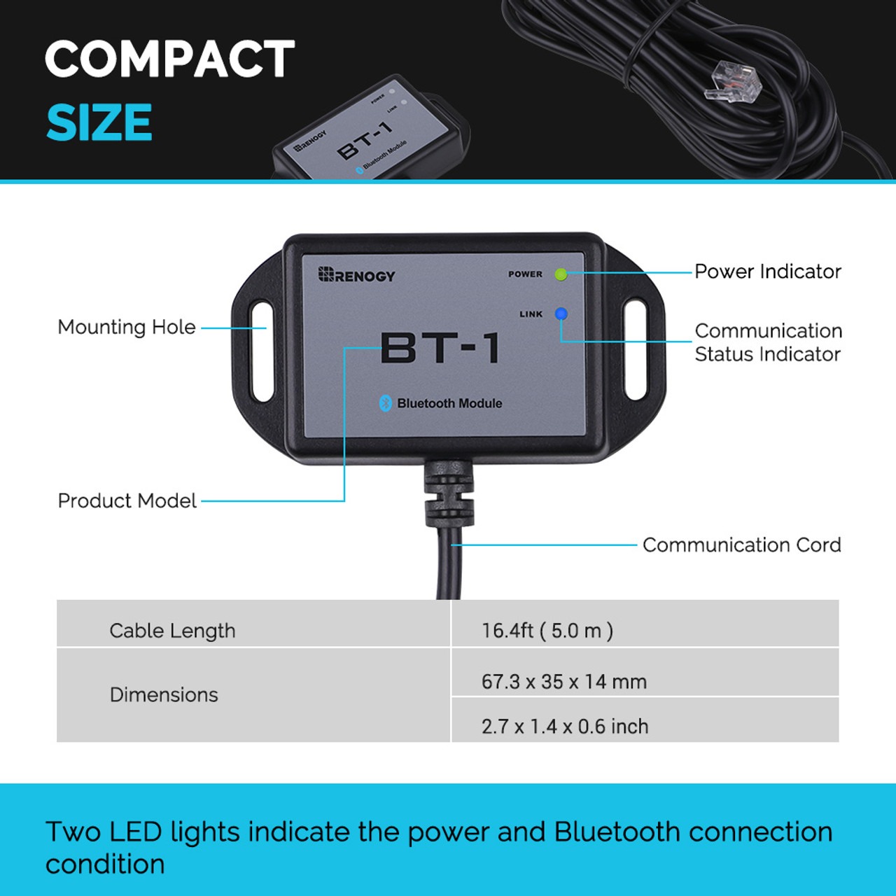 Renogy Bluetooth Module RJ12 C - Renogy Controller Wanderer 评论和价格
